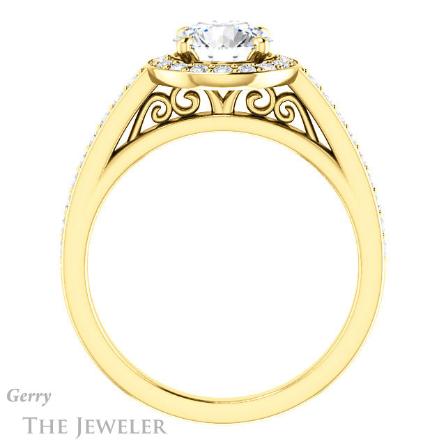 Round Cut Forever One Moissanite Engagement Ring #GTJ1154-round-fo-y