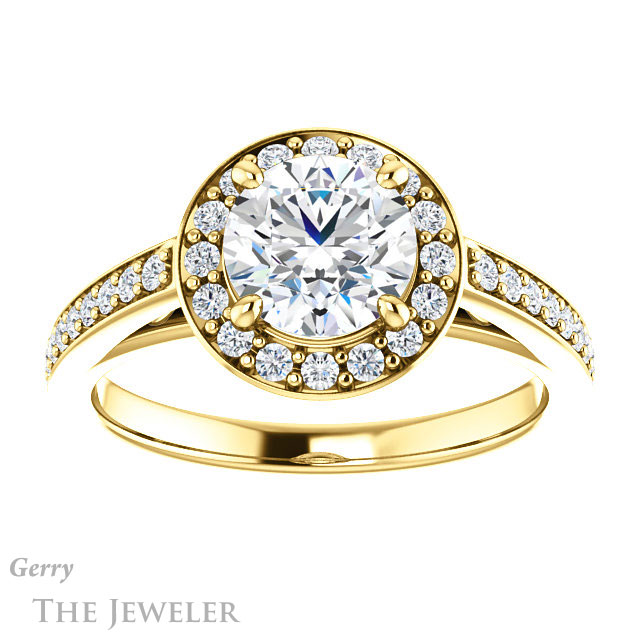 Round Cut Forever One Moissanite Engagement Ring #GTJ1154-round-fo-y