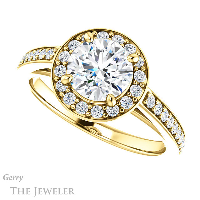 Round Cut Forever One Moissanite Engagement Ring #GTJ1154-round-fo-y 5 Round Cut Forever One Moissanite Engagement Ring #GTJ1154-round-fo-y