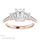 Emerald Cut Forever One Moissanite Engagement Ring #GTJ1155-emerald-fb-r 1 Emerald Cut Forever Brilliant Moissanite Engagement Ring #GTJ1155-emerald-fb-r
