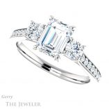 Emerald Cut Forever One Moissanite Engagement Ring #GTJ1155-emerald-fb-w 5 Emerald Cut Forever Brilliant Moissanite Engagement Ring #GTJ1155-emerald-fb-w