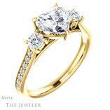 Heart Shaped Forever One Moissanite Engagement Ring #GTJ1155-heart-fb-y 4 Heart Shaped Forever Brilliant Moissanite Engagement Ring #GTJ1155-heart-fb-y