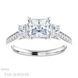Three Stone Princess Cut Moissanite Ring #GTJ1155-square-fo-w Image - Three Stone Princess Cut Moissanite Ring #GTJ1155-square-fo-w