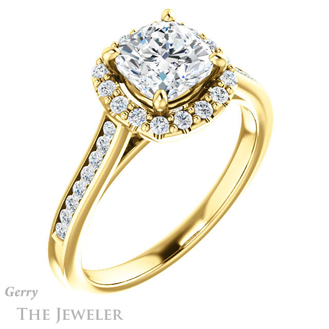 Cushion Cut Forever One Moissanite Engagement Ring #GTJ1157-cushion-fo-y 4 Cushion Cut Forever One Moissanite Engagement Ring #GTJ1157-cushion-fo-y