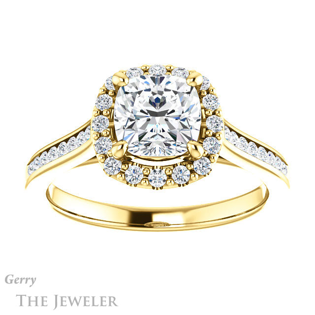 Cushion Cut Forever One Moissanite Engagement Ring #GTJ1157-cushion-fo-y