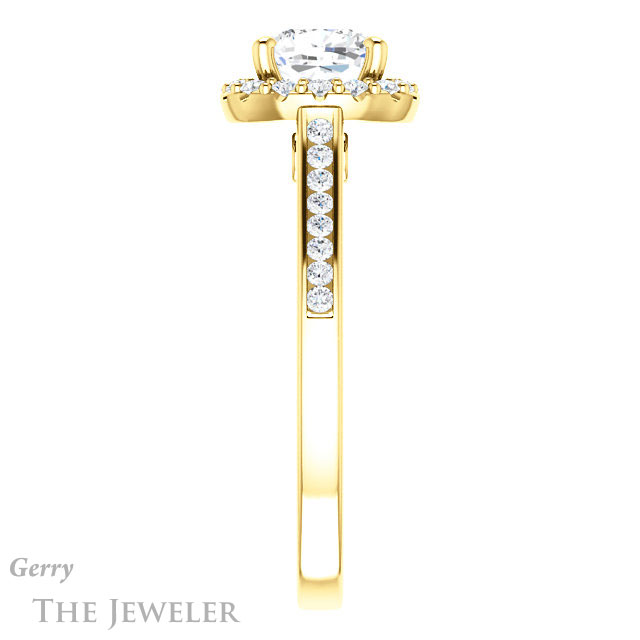 Cushion Cut Forever One Moissanite Engagement Ring #GTJ1157-cushion-fo-y 3 Cushion Cut Forever One Moissanite Engagement Ring #GTJ1157-cushion-fo-y