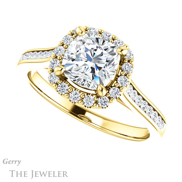 Cushion Cut Forever One Moissanite Engagement Ring #GTJ1157-cushion-fo-y 5 Cushion Cut Forever One Moissanite Engagement Ring #GTJ1157-cushion-fo-y