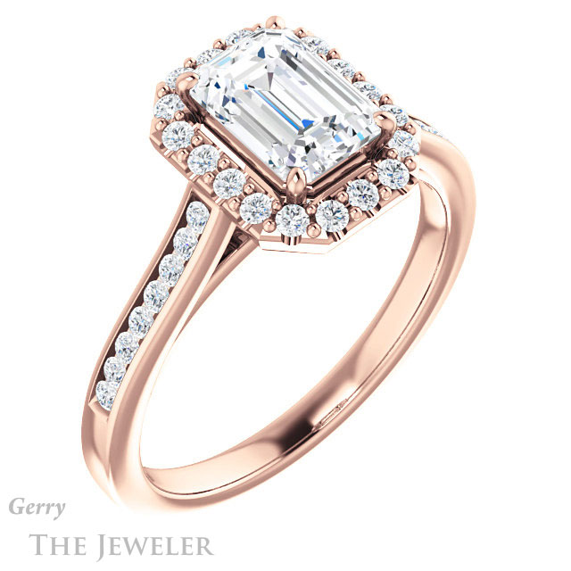 Emerald Cut Forever One Moissanite Engagement Ring #GTJ1157-emerald-fb-r 4 Emerald Cut Forever Brilliant Moissanite Engagement Ring #GTJ1157-emerald-fb-r