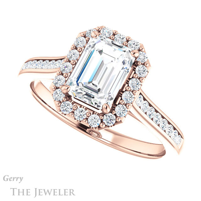 Emerald Cut Forever One Moissanite Engagement Ring #GTJ1157-emerald-fb-r 5 Emerald Cut Forever Brilliant Moissanite Engagement Ring #GTJ1157-emerald-fb-r