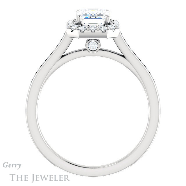 Emerald Cut Forever One Moissanite Engagement Ring #GTJ1157-emerald-fb-w 2 Emerald Cut Forever Brilliant Moissanite Engagement Ring #GTJ1157-emerald-fb-w