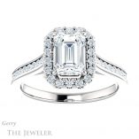 Emerald Cut Forever One Moissanite Engagement Ring #GTJ1157-emerald-fb-w 1 Emerald Cut Forever Brilliant Moissanite Engagement Ring #GTJ1157-emerald-fb-w