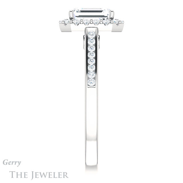 Emerald Cut Forever One Moissanite Engagement Ring #GTJ1157-emerald-fb-w 3 Emerald Cut Forever Brilliant Moissanite Engagement Ring #GTJ1157-emerald-fb-w
