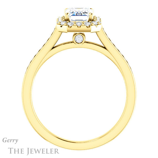 Emerald Cut Forever One Moissanite Engagement Ring #GTJ1157-emerald-fb-y 2 Emerald Cut Forever Brilliant Moissanite Engagement Ring #GTJ1157-emerald-fb-y