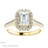 Emerald Cut Forever One Moissanite Engagement Ring #GTJ1157-emerald-fb-y 1 Emerald Cut Forever Brilliant Moissanite Engagement Ring #GTJ1157-emerald-fb-y