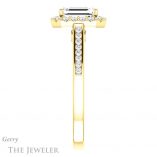 Emerald Cut Forever One Moissanite Engagement Ring #GTJ1157-emerald-fb-y 3 Emerald Cut Forever Brilliant Moissanite Engagement Ring #GTJ1157-emerald-fb-y