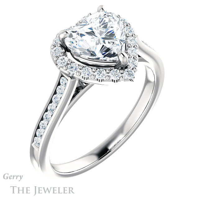 Heart Shaped Forever One Moissanite Engagement Ring #GTJ1157-heart-fb-w 4 Heart Shaped Forever Brilliant Moissanite Engagement Ring #GTJ1157-heart-fb-w