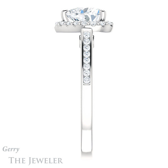 Heart Shaped Forever One Moissanite Engagement Ring #GTJ1157-heart-fb-w 3 Heart Shaped Forever Brilliant Moissanite Engagement Ring #GTJ1157-heart-fb-w