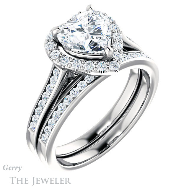 Heart Shaped Forever One Moissanite Engagement Ring #GTJ1157-heart-fb-w 6 Heart Shaped Forever Brilliant Moissanite Engagement Ring #GTJ1157-heart-fb-w
