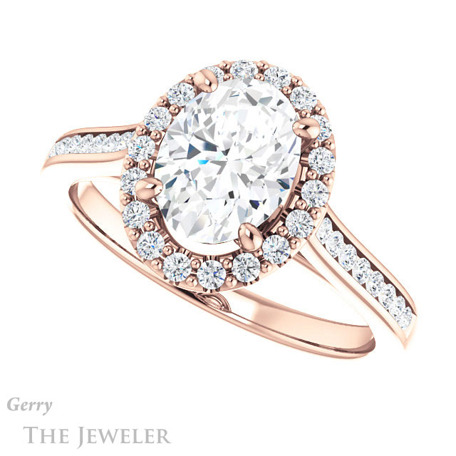 Oval Shaped Forever One Moissanite Engagement Ring #GTJ1157-oval-fo-r