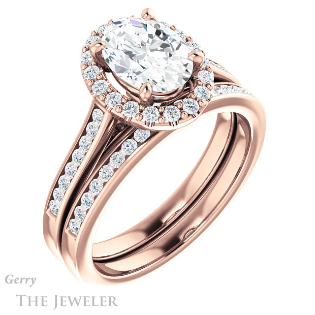 Oval Shaped Forever One Moissanite Engagement Ring #GTJ1157-oval-fo-r