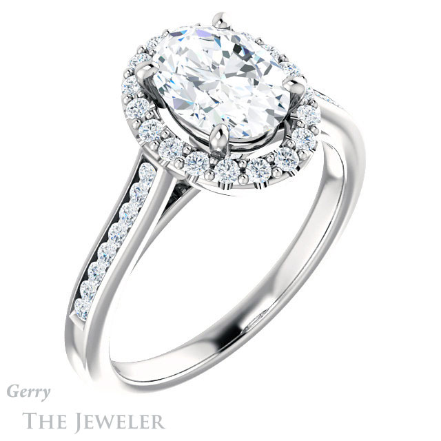 Oval Shaped Forever One Moissanite Engagement Ring #GTJ1157-oval-fo-w 4 Oval Shaped Forever One Moissanite Engagement Ring #GTJ1157-oval-fo-w