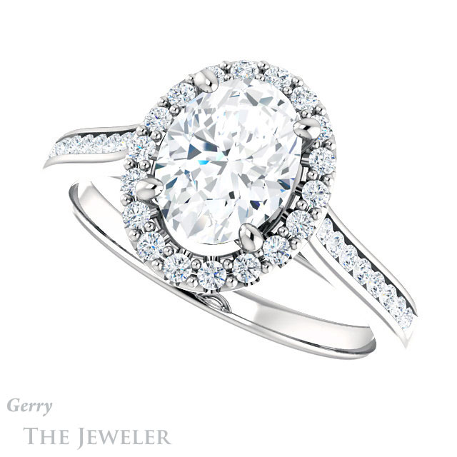 Oval Shaped Forever One Moissanite Engagement Ring #GTJ1157-oval-fo-w 5 Oval Shaped Forever One Moissanite Engagement Ring #GTJ1157-oval-fo-w
