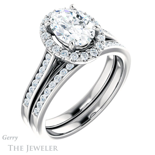 Oval Shaped Forever One Moissanite Engagement Ring #GTJ1157-oval-fo-w 6 Oval Shaped Forever One Moissanite Engagement Ring #GTJ1157-oval-fo-w
