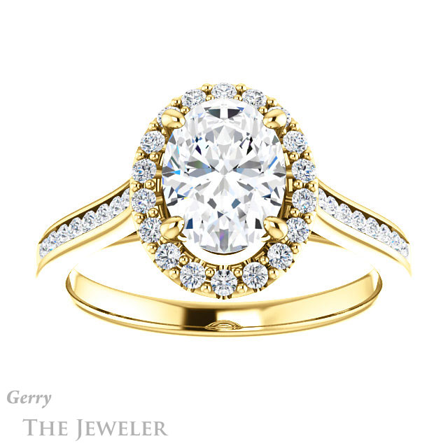 Oval Shaped Forever One Moissanite Engagement Ring #GTJ1157-oval-fo-y