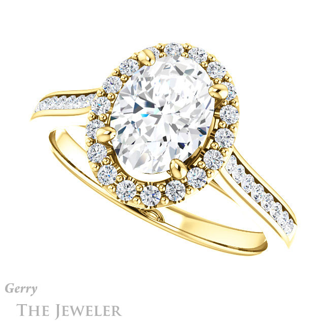 Oval Shaped Forever One Moissanite Engagement Ring #GTJ1157-oval-fo-y