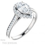 Pear Shaped Forever One Moissanite Engagement Ring #GTJ1157-pear-fb-w 4 Pear Shaped Forever Brilliant Moissanite Engagement Ring #GTJ1157-pear-fb-w