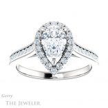 Pear Shaped Forever One Moissanite Engagement Ring #GTJ1157-pear-fb-w 1 Pear Shaped Forever Brilliant Moissanite Engagement Ring #GTJ1157-pear-fb-w