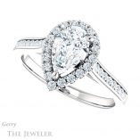 Pear Shaped Forever One Moissanite Engagement Ring #GTJ1157-pear-fb-w 5 Pear Shaped Forever Brilliant Moissanite Engagement Ring #GTJ1157-pear-fb-w