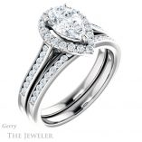 Pear Shaped Forever One Moissanite Engagement Ring #GTJ1157-pear-fb-w 6 Pear Shaped Forever Brilliant Moissanite Engagement Ring #GTJ1157-pear-fb-w