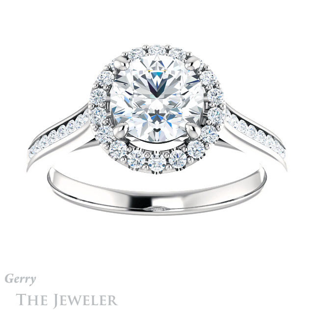 Round Cut Forever One Moissanite Engagement Ring #GTJ1157-round-fo-w