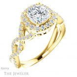 Cushion Cut Forever One Moissanite Engagement Ring #GTJ1159-cushion-fo-y