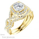 Cushion Cut Forever One Moissanite Engagement Ring #GTJ1159-cushion-fo-y
