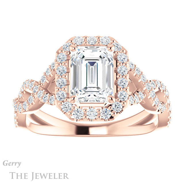 Emerald Cut Forever Brilliant Moissanite Engagement Ring #GTJ1159-emerald-fb-r