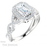 Emerald Cut Forever One Moissanite Engagement Ring #GTJ1159-emerald-fb-w 4 Emerald Cut Forever Brilliant Moissanite Engagement Ring #GTJ1159-emerald-fb-w