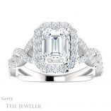 Emerald Cut Forever One Moissanite Engagement Ring #GTJ1159-emerald-fb-w 1 Emerald Cut Forever Brilliant Moissanite Engagement Ring #GTJ1159-emerald-fb-w