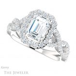 Emerald Cut Forever One Moissanite Engagement Ring #GTJ1159-emerald-fb-w 5 Emerald Cut Forever Brilliant Moissanite Engagement Ring #GTJ1159-emerald-fb-w