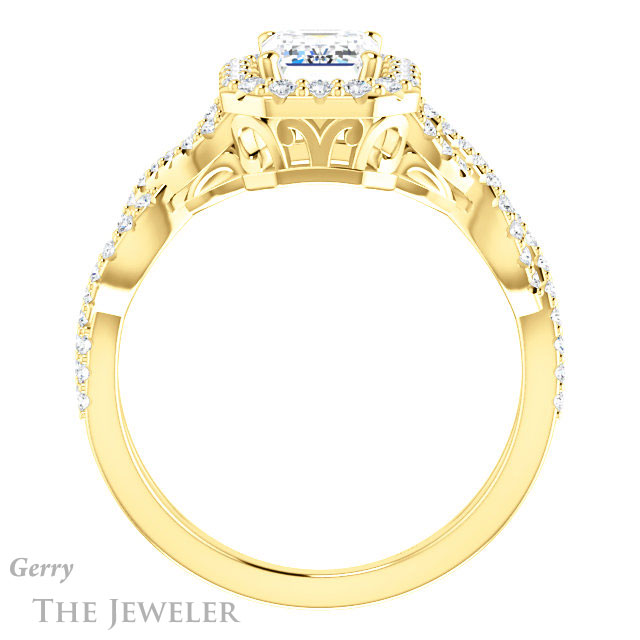 Emerald Cut Forever One Moissanite Engagement Ring #GTJ1159-emerald-fb-y 2 Emerald Cut Forever Brilliant Moissanite Engagement Ring #GTJ1159-emerald-fb-y
