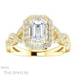 Emerald Cut Forever One Moissanite Engagement Ring #GTJ1159-emerald-fb-y 1 Emerald Cut Forever Brilliant Moissanite Engagement Ring #GTJ1159-emerald-fb-y