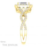 Emerald Cut Forever One Moissanite Engagement Ring #GTJ1159-emerald-fb-y 3 Emerald Cut Forever Brilliant Moissanite Engagement Ring #GTJ1159-emerald-fb-y