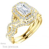 Emerald Cut Forever One Moissanite Engagement Ring #GTJ1159-emerald-fb-y 6 Emerald Cut Forever Brilliant Moissanite Engagement Ring #GTJ1159-emerald-fb-y