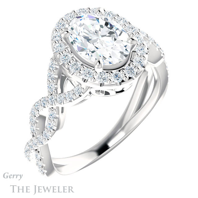 Oval Shaped Forever One Moissanite Engagement Ring #GTJ1159-oval-fo-w 4 Oval Shaped Forever One Moissanite Engagement Ring #GTJ1159-oval-fo-w