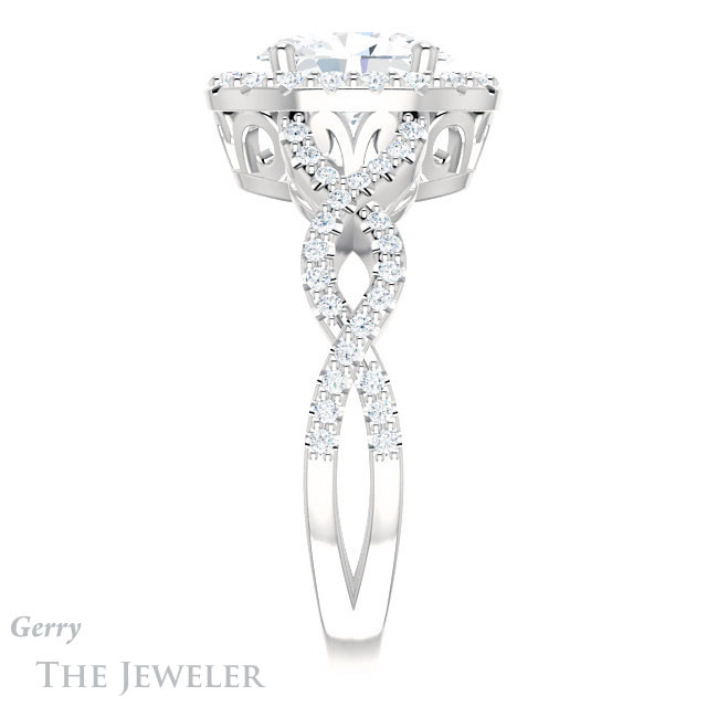 Oval Shaped Forever One Moissanite Engagement Ring #GTJ1159-oval-fo-w 3 Oval Shaped Forever One Moissanite Engagement Ring #GTJ1159-oval-fo-w