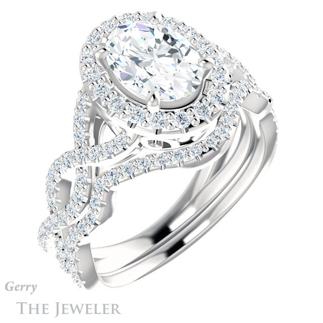Oval Shaped Forever One Moissanite Engagement Ring #GTJ1159-oval-fo-w 6 Oval Shaped Forever One Moissanite Engagement Ring #GTJ1159-oval-fo-w