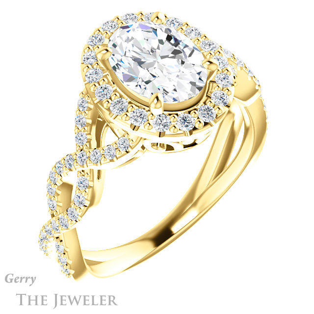 Oval Shaped Forever One Moissanite Engagement Ring #GTJ1159-oval-fo-y