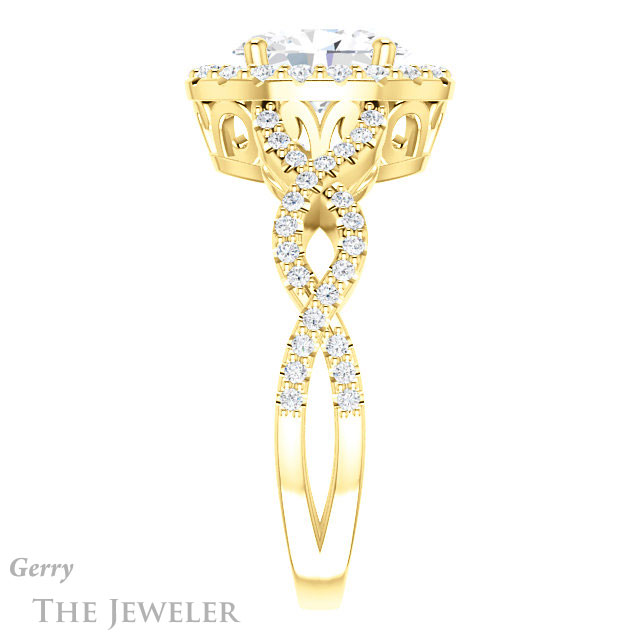 Oval Shaped Forever One Moissanite Engagement Ring #GTJ1159-oval-fo-y