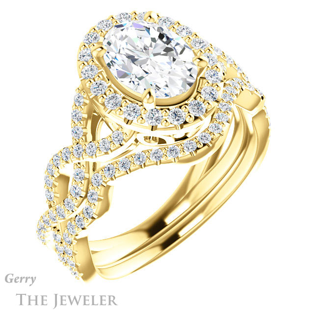 Oval Shaped Forever One Moissanite Engagement Ring #GTJ1159-oval-fo-y